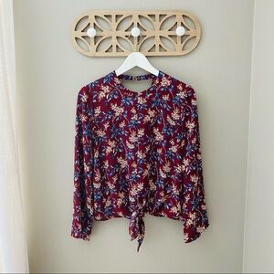 Madewell Bell Sleeve Tie Top in Antique Flora Sz Small